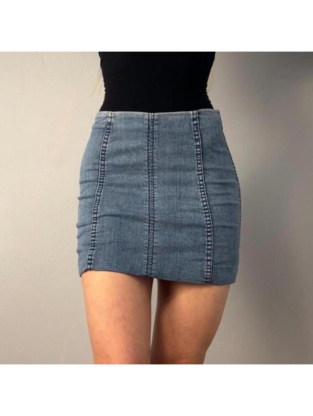 Free People denim mini skirt